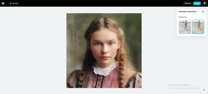 Restored old photo in CapCut old photo restoration