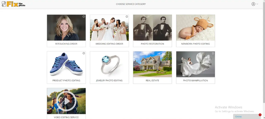 FixThePhoto service categories