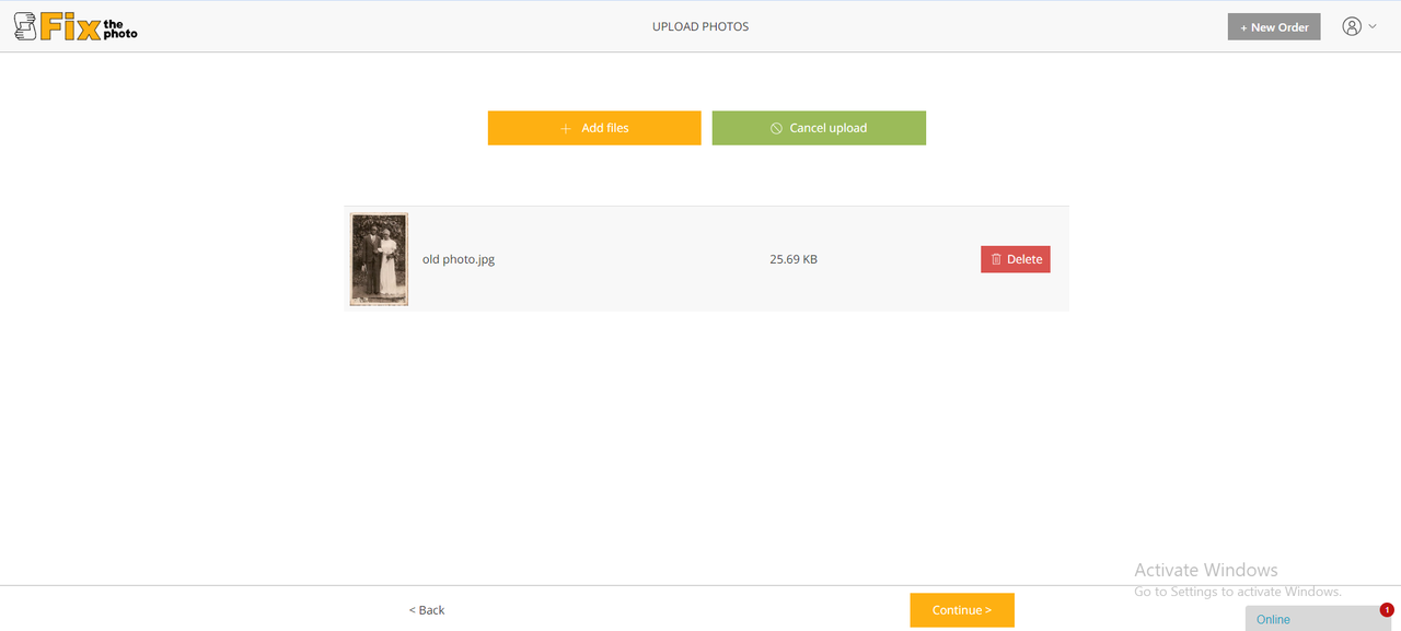 Upload photo in FixThePhoto