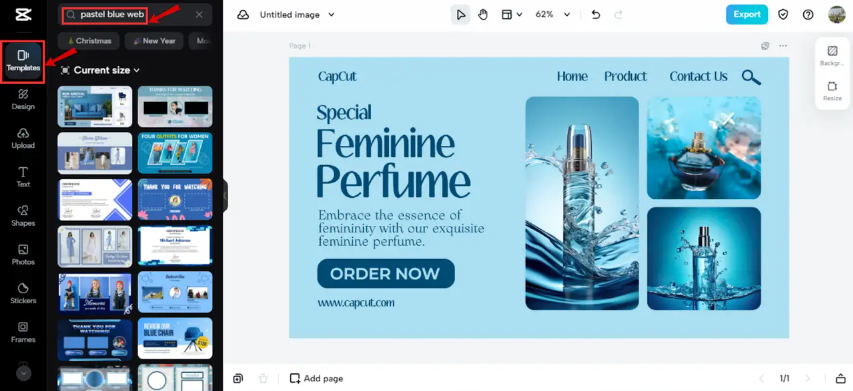 Pastel blue web interface template