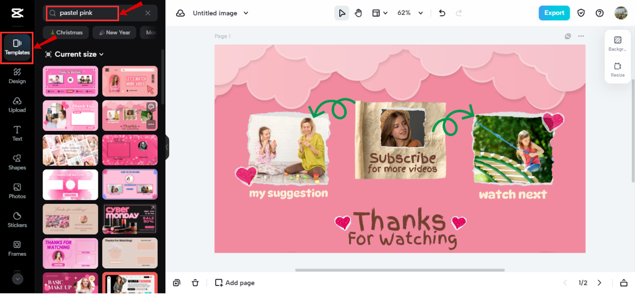 Pastel pink templates