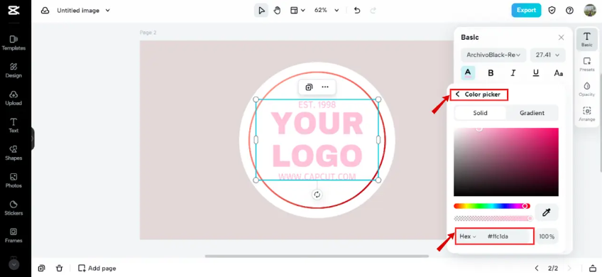 Color picker for pastel solid tones