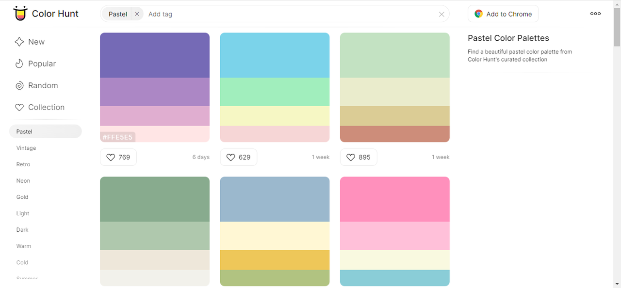 Color Hunt’s interface