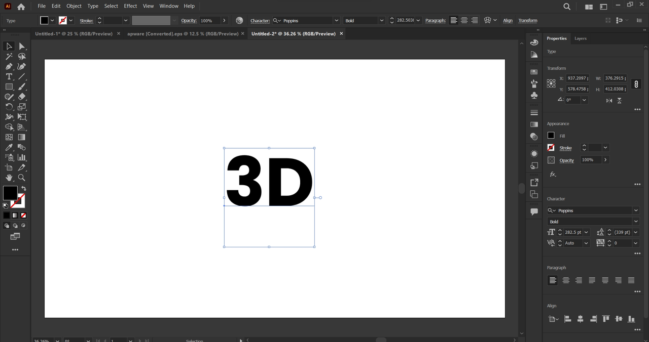 Text creation and extrusion
