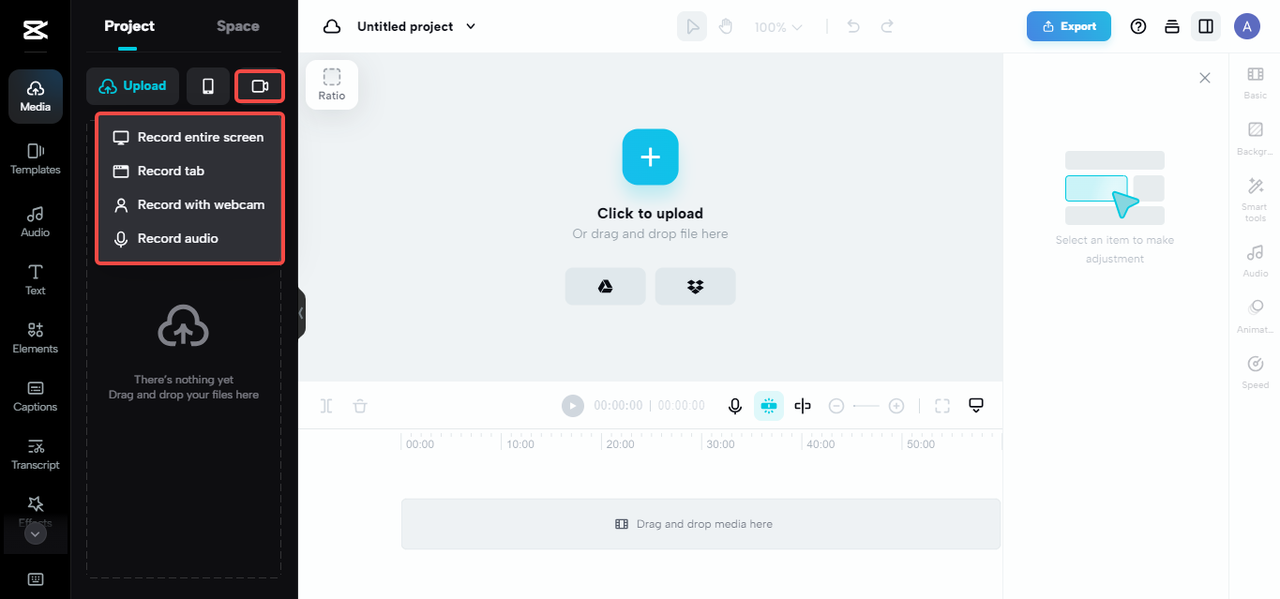 Screen record and upload