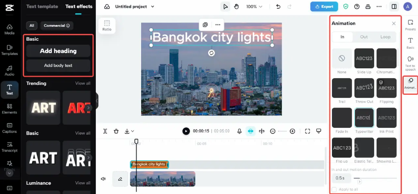 customize the text animation