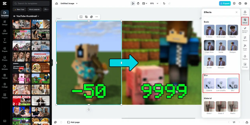 Add blur to photo in one click