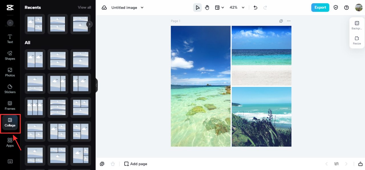 Resize your pics with a collage