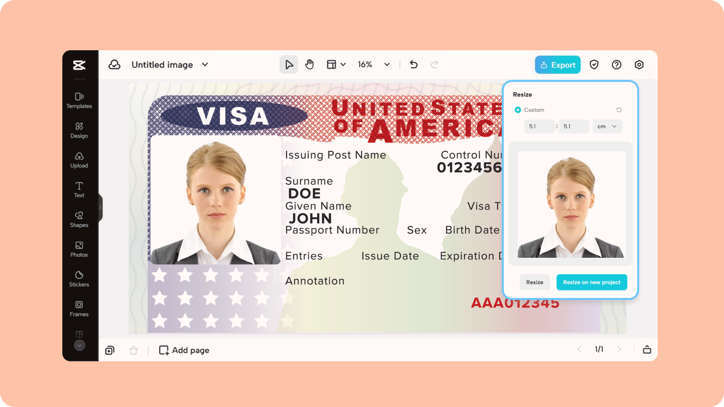 美國簽證的照片裁剪工具