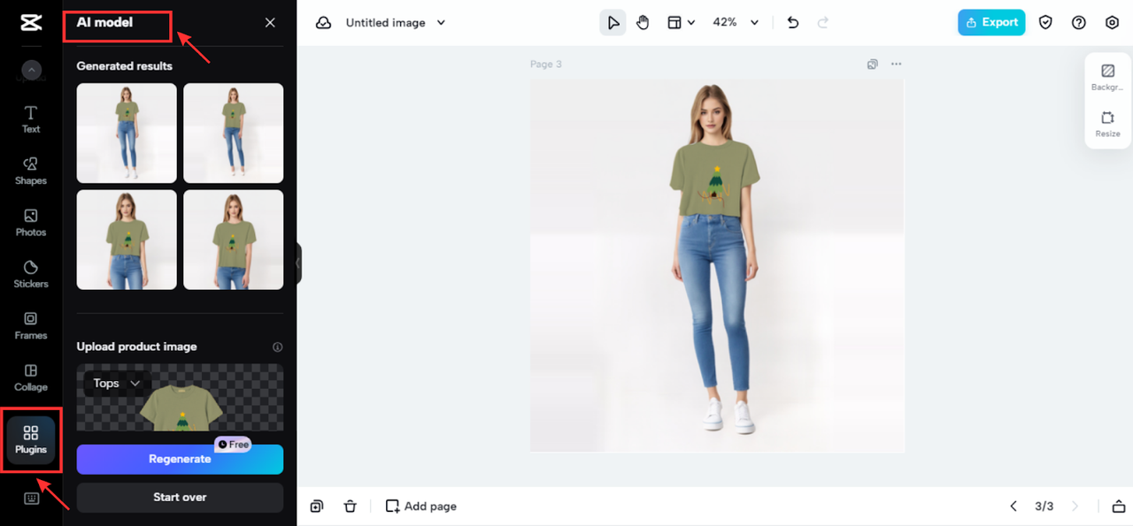 Generate product images with AI model plugin