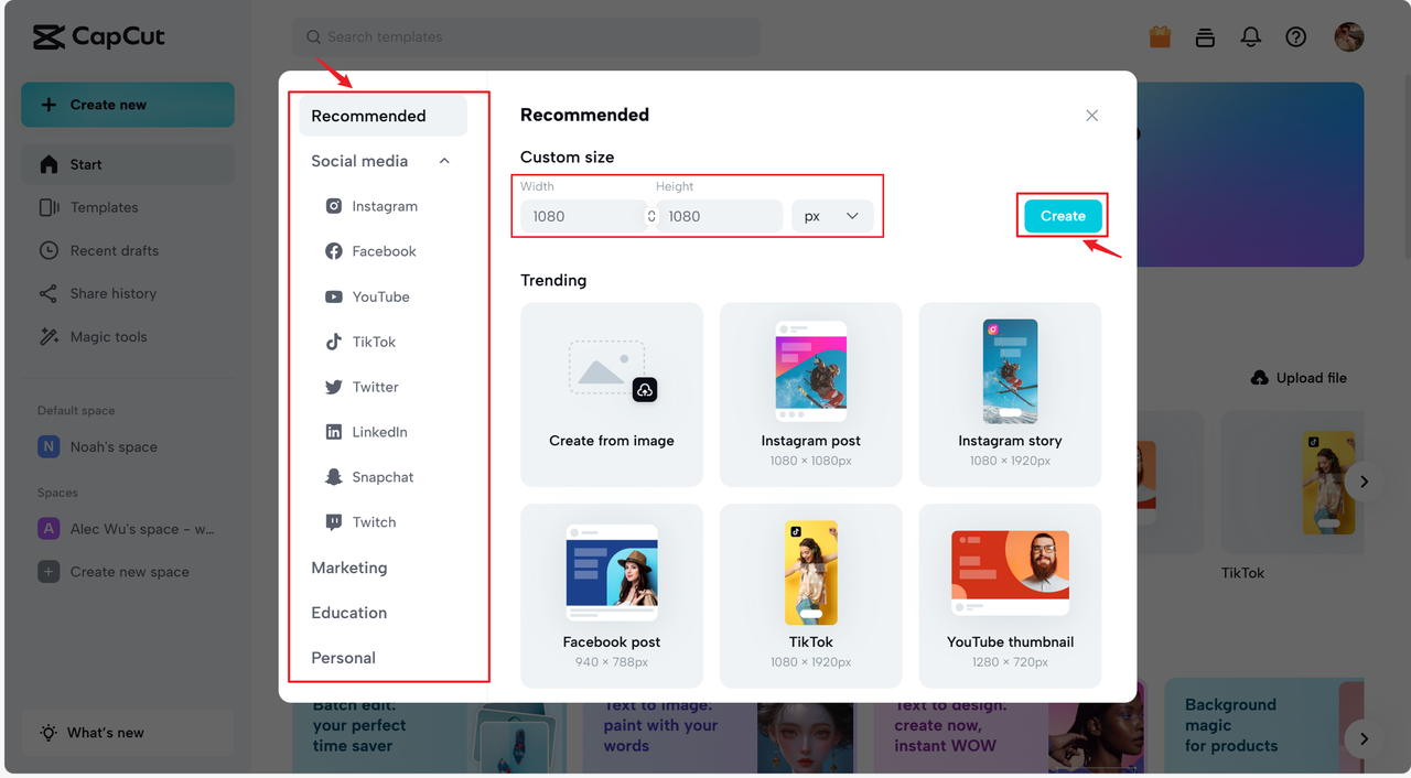 Customize your image size