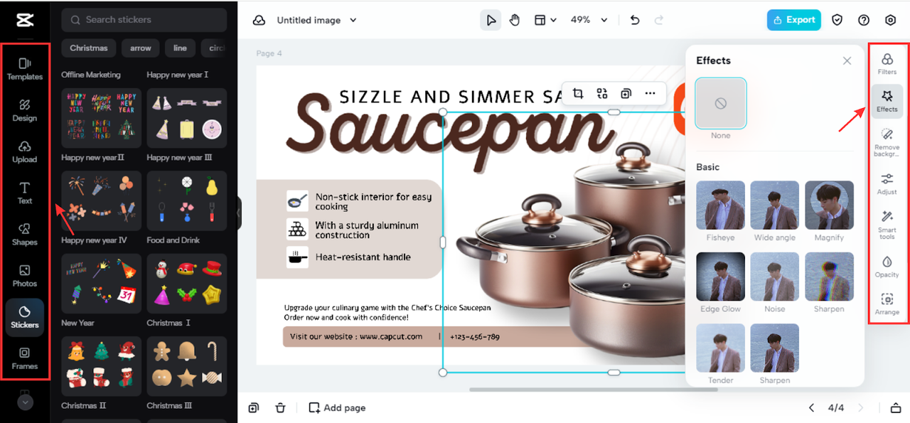 Free editing features at CapCut Online
