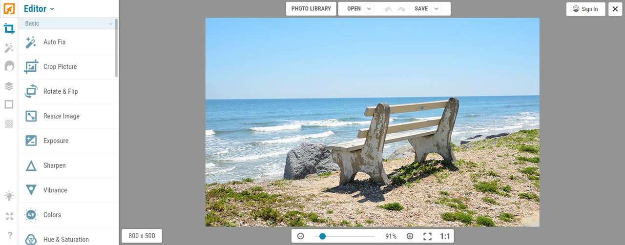 iPiccy's editing interface