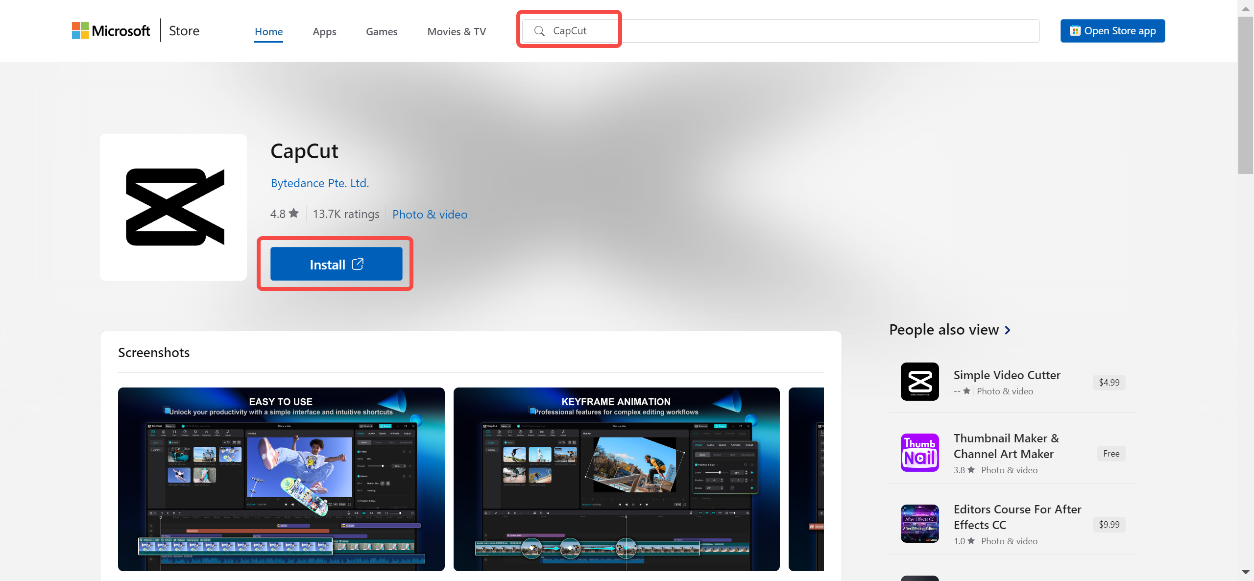 How to download CapCut from Microsoft Apps?