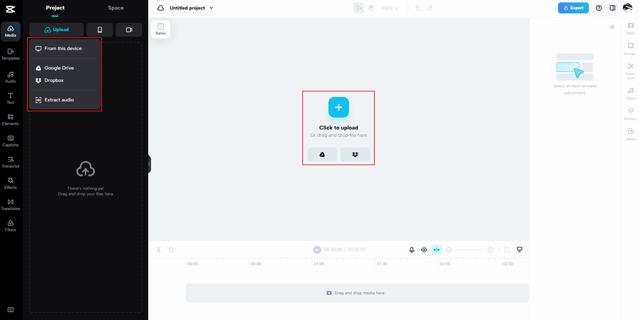  How to upload a video to CapCut online video editor