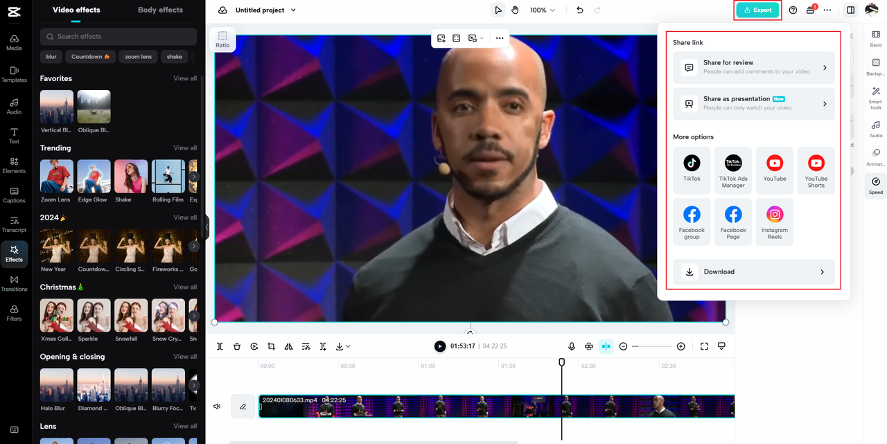 How to export media from CapCut online video editor