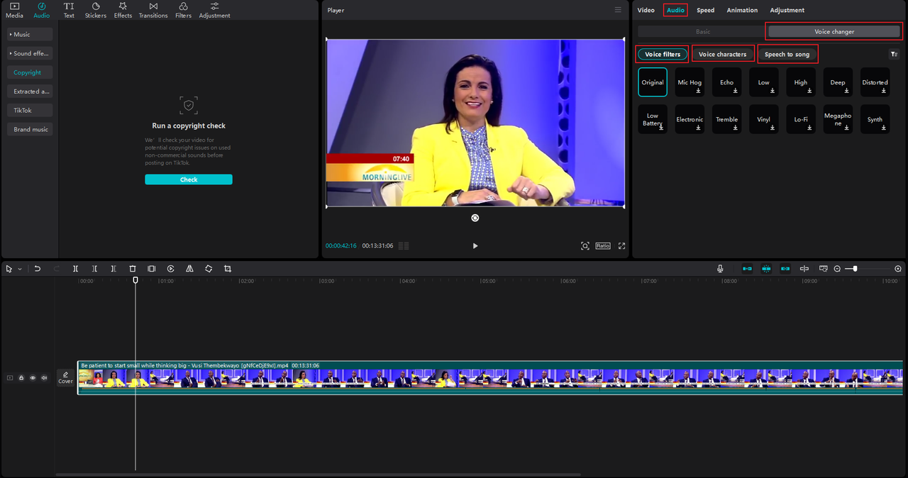 Change voice on CapCut desktop video editor