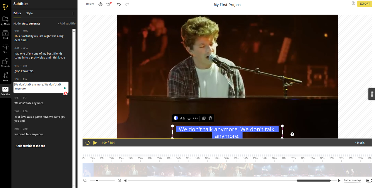 how to add lyrics to a video with Typito lyrics maker online free