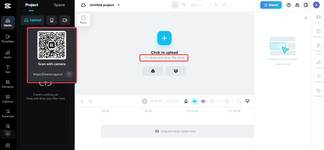 Select "Scan with camera" to use the QR scanner