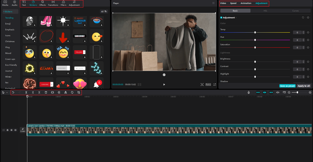 editing a video with the CapCut online video editor