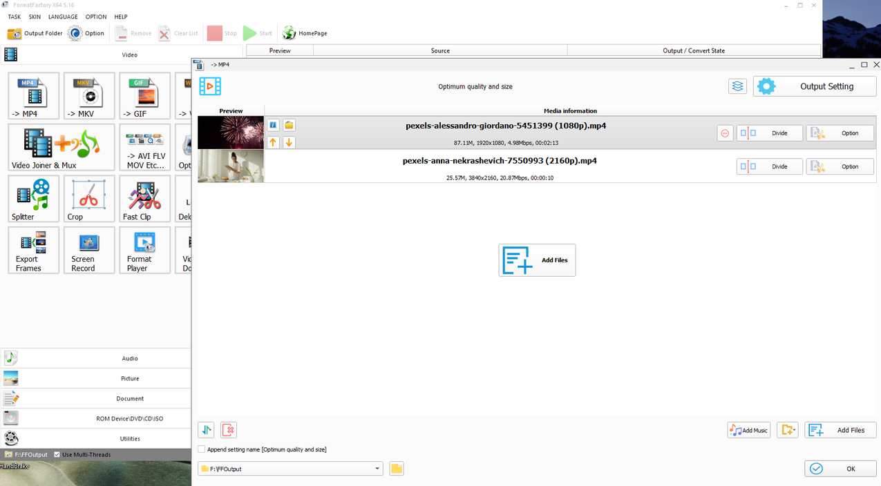 MKV to MP4 conversion with FormatFactory