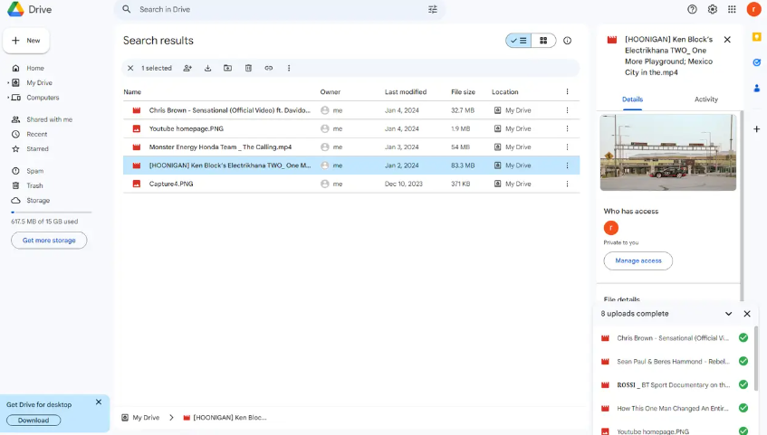 Google Drive landing page