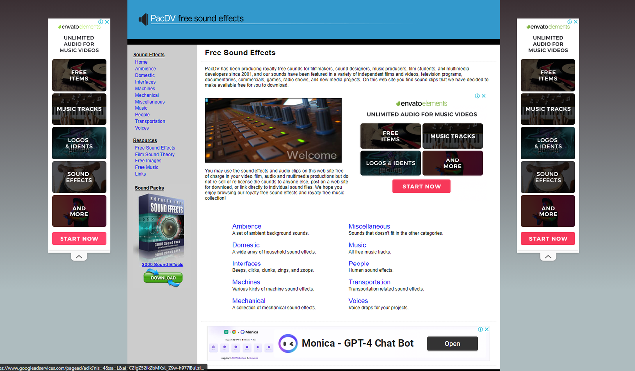 free sound effects from PacDV