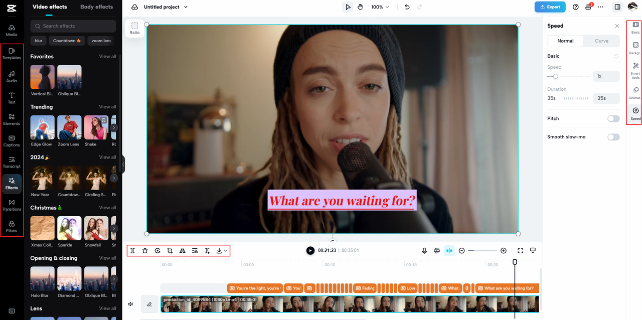 basic, advanced, and AI tools to edit music videos in CapCut online video editor 