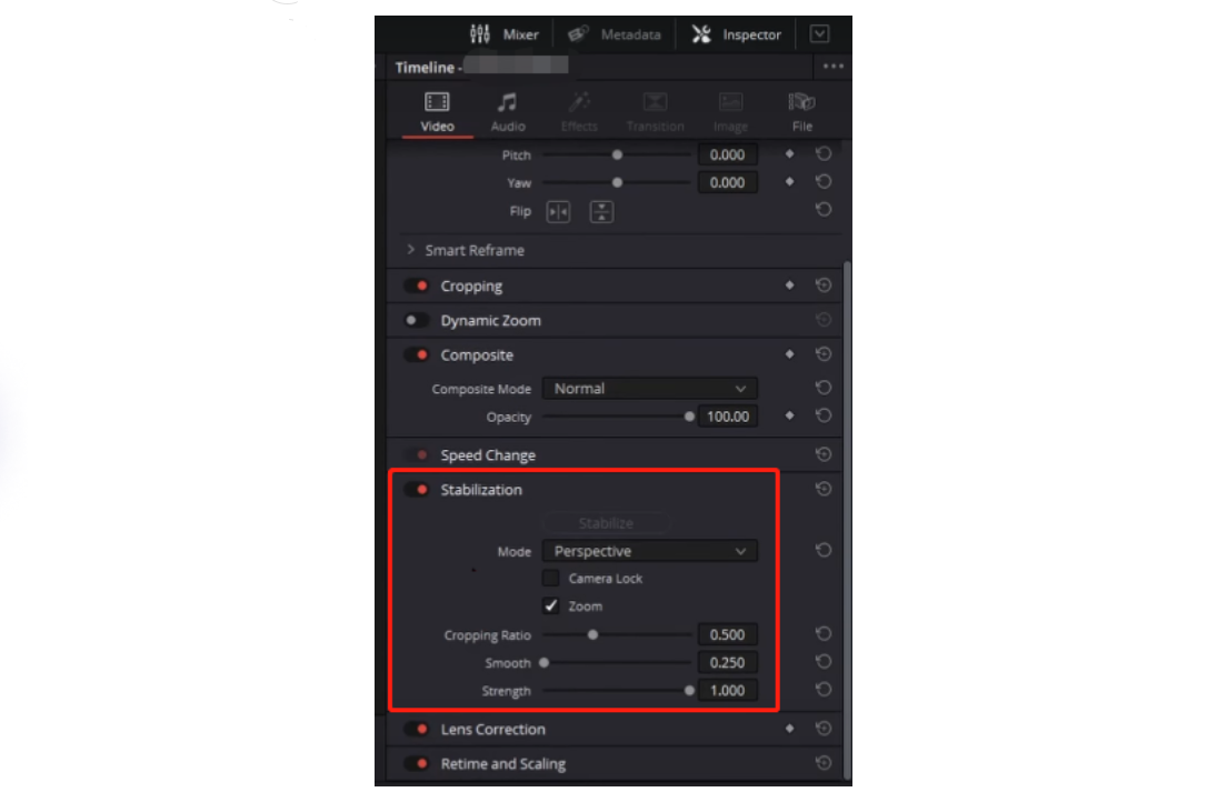 How to stabilize video in DaVinci Resolve’s edit page?