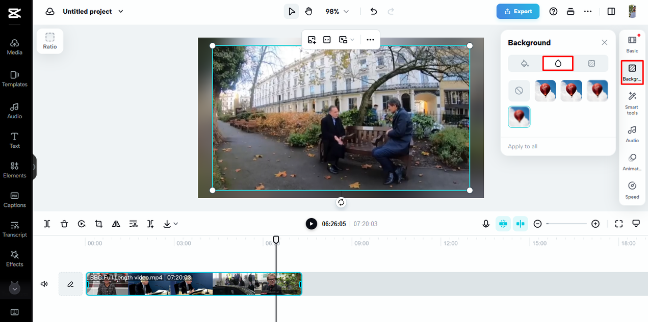 the "Background" tab