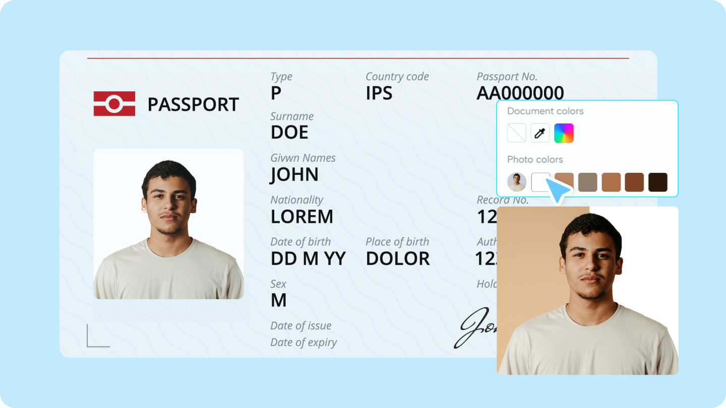 změnit fotografii pasu na pozadí