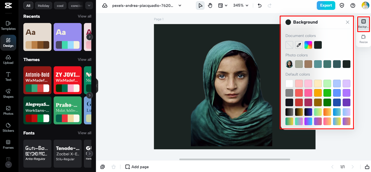 change the background color