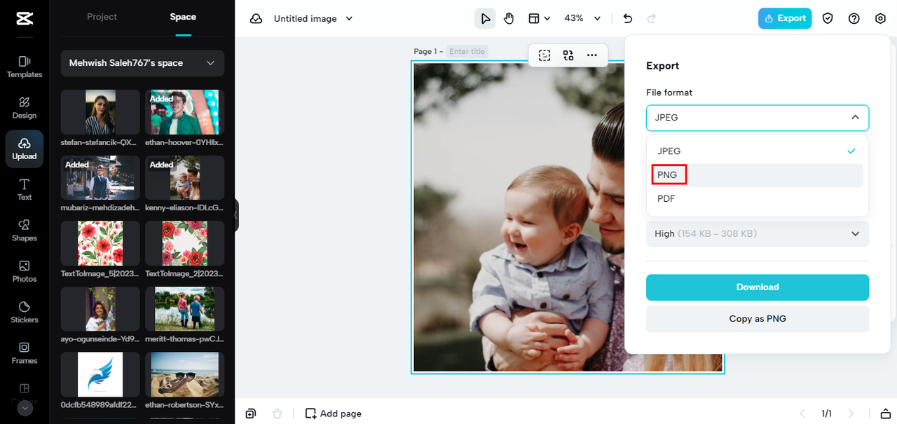 capcut change jpg to png