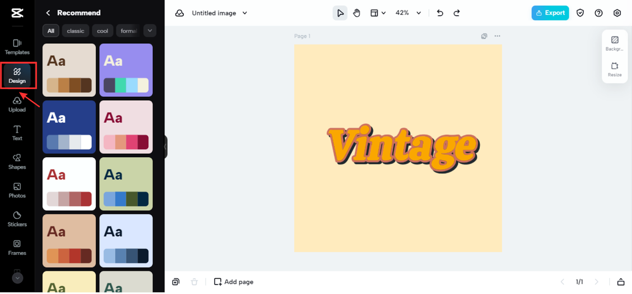 "Design" feature with 
