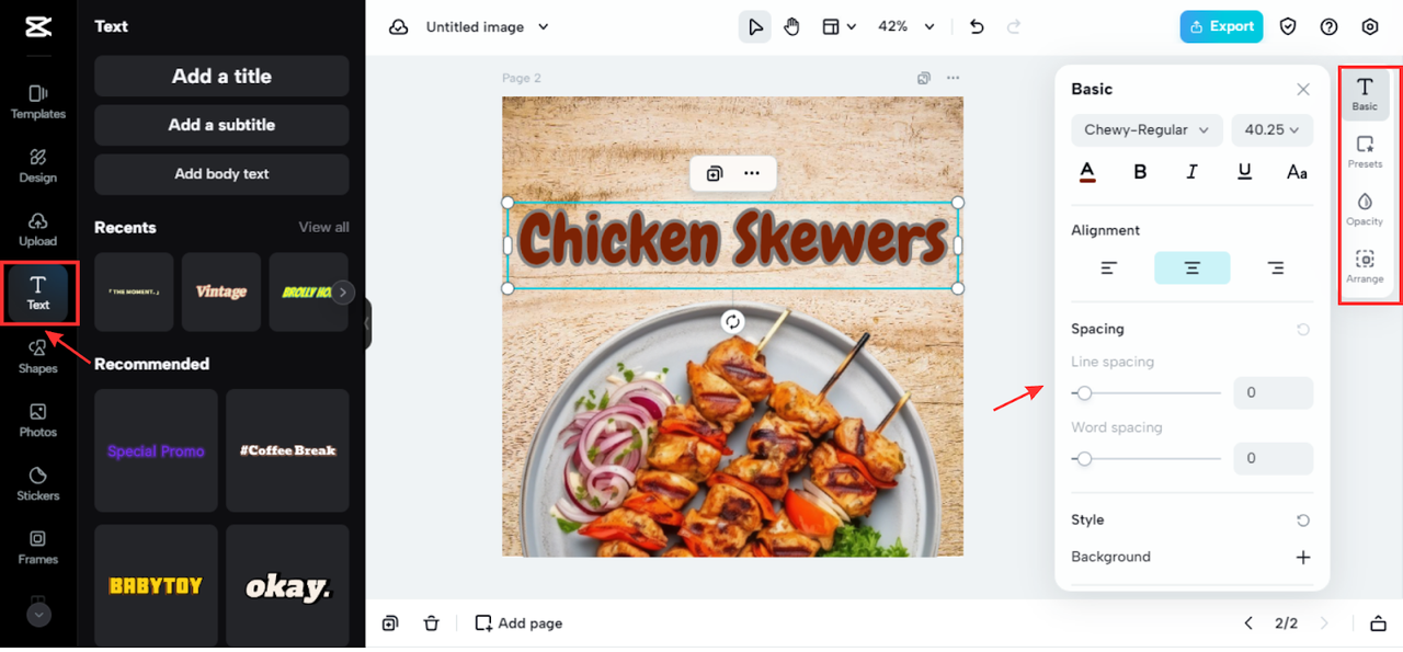 Edit textual elements
