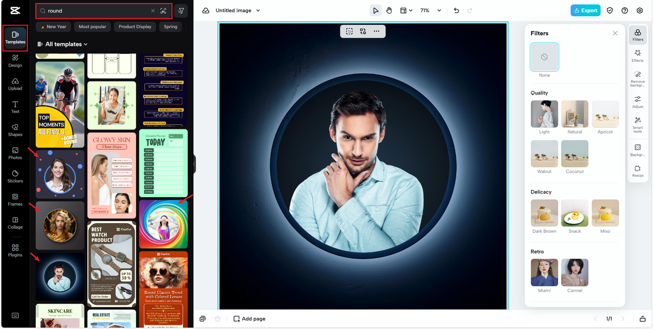 Circle crop templates