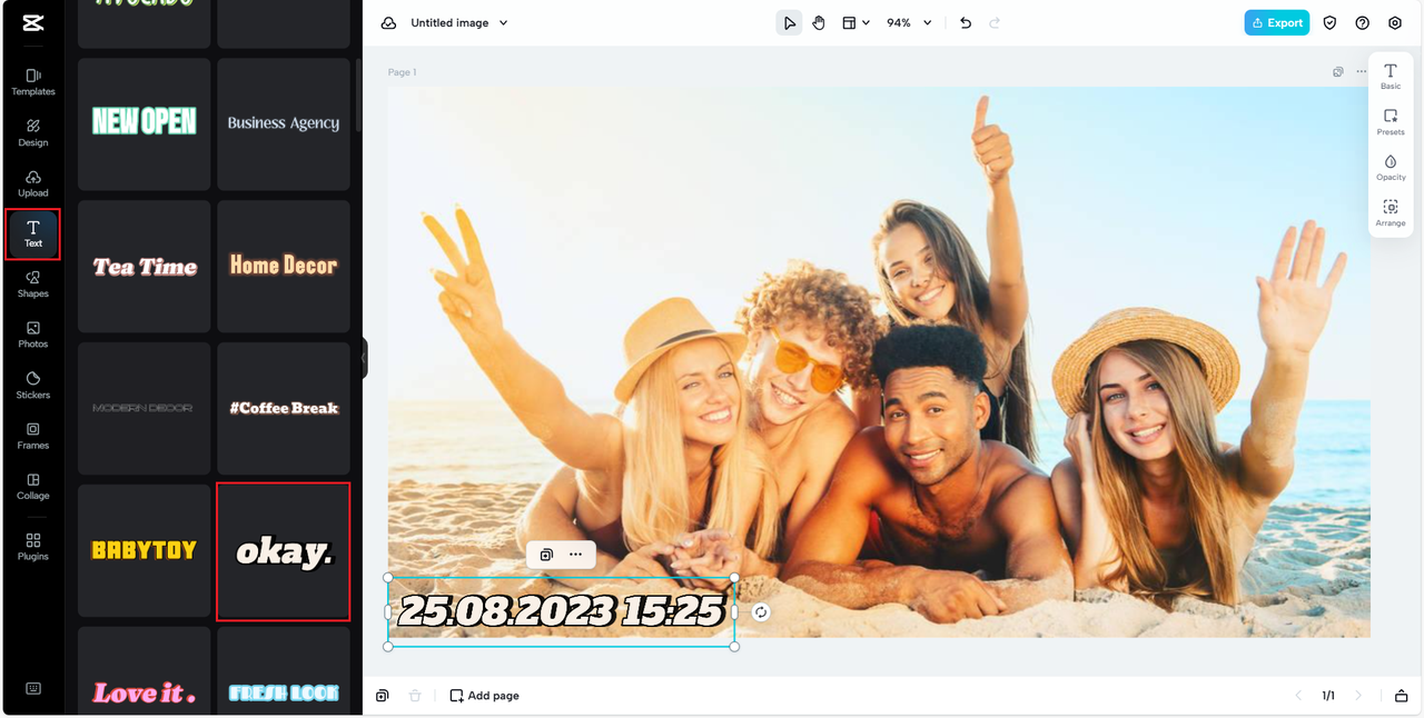 Adding timestamp to image