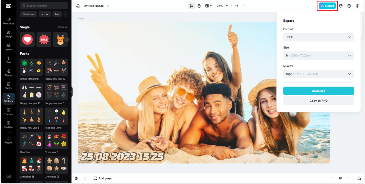 Export your edited image