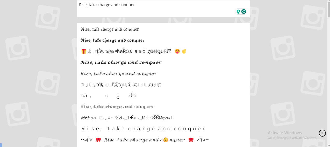Generated font styles in Instagram Fonts