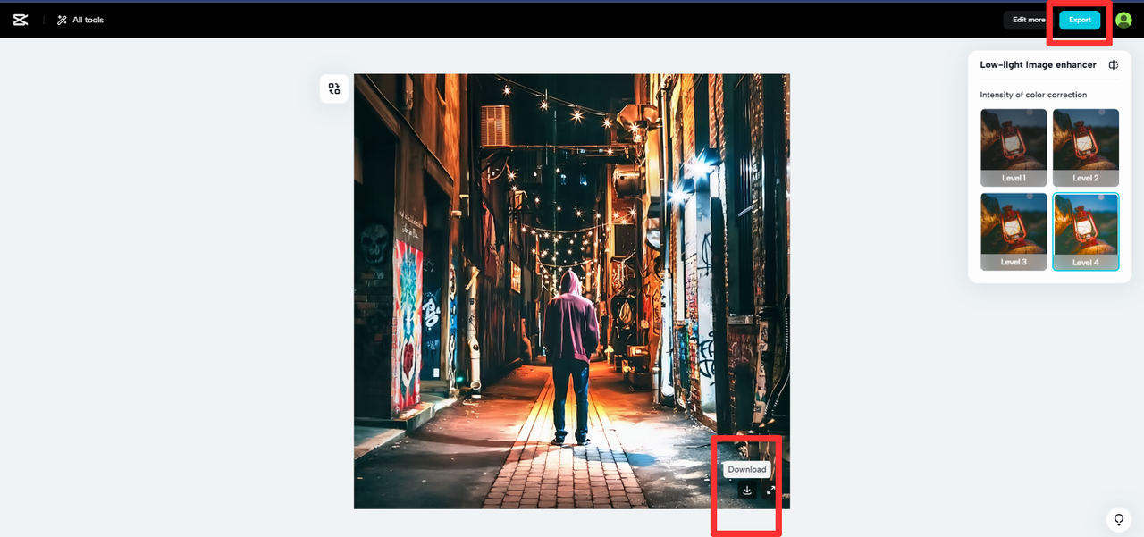 Download or Export button