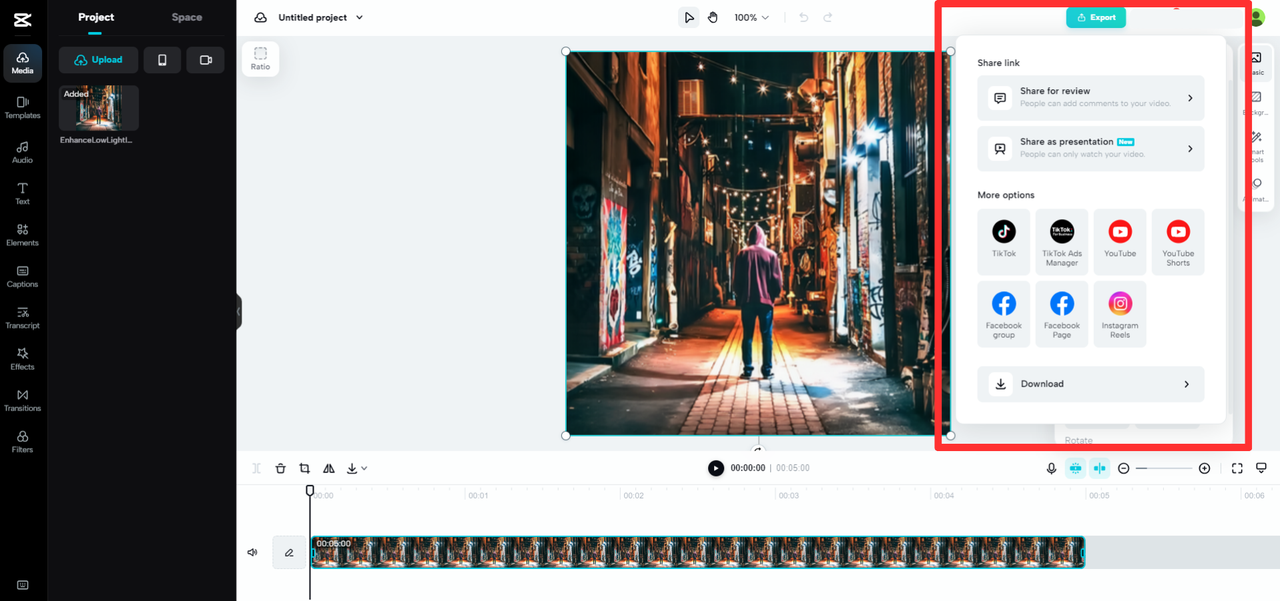 Various export options