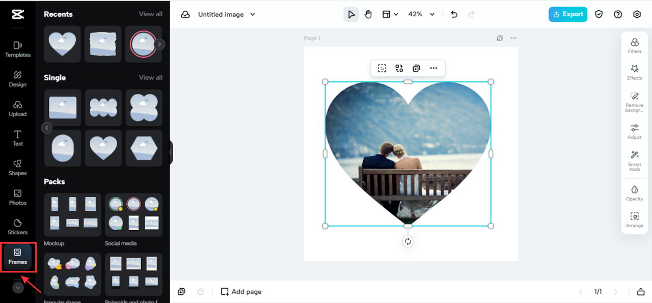 Pick a heart-shaped frame