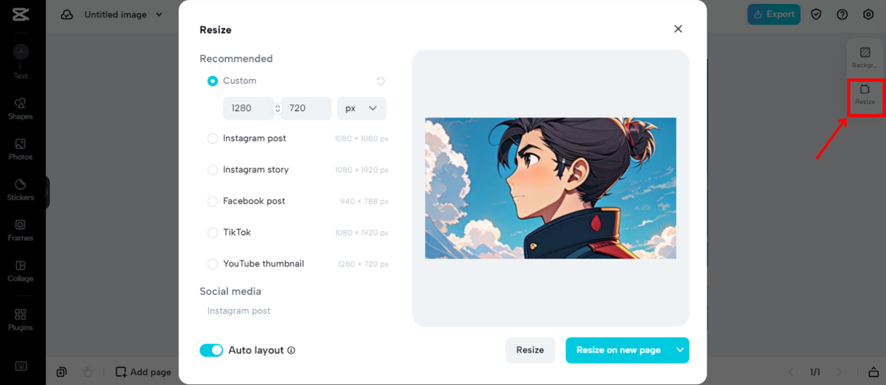 Resize an avatar image