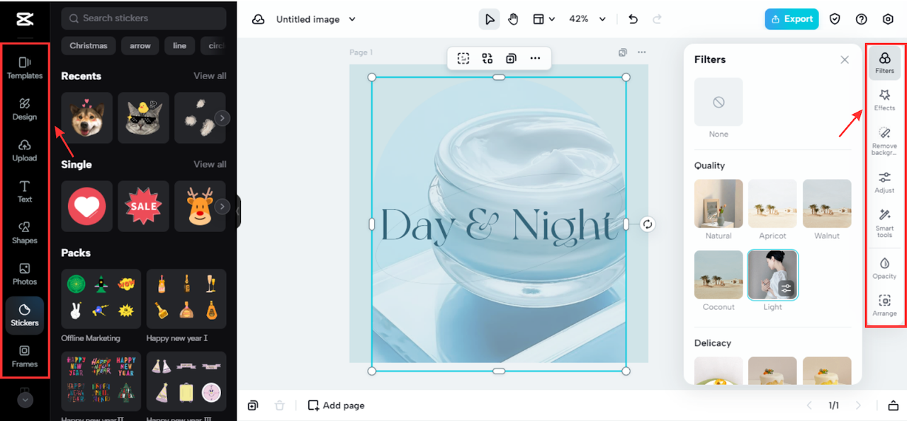 Editing features at CapCut Online