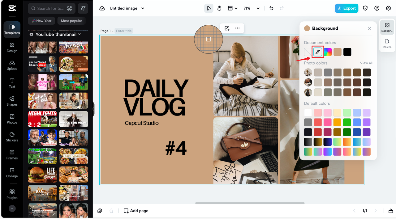 Color picker for background harmony