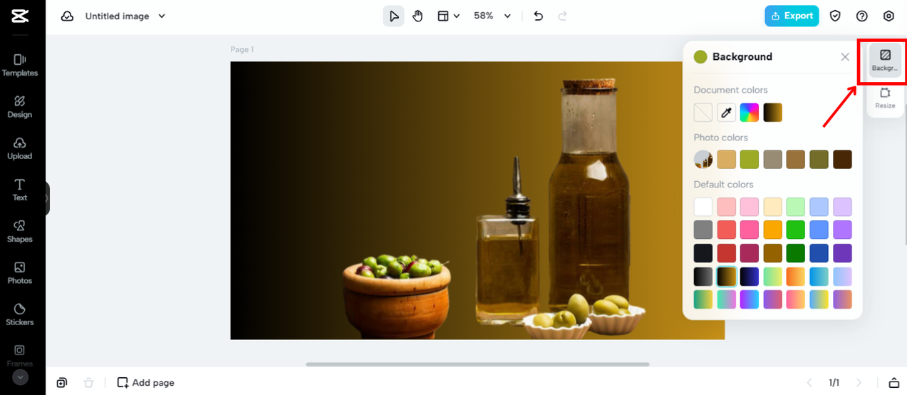 Change background color on CapCut
