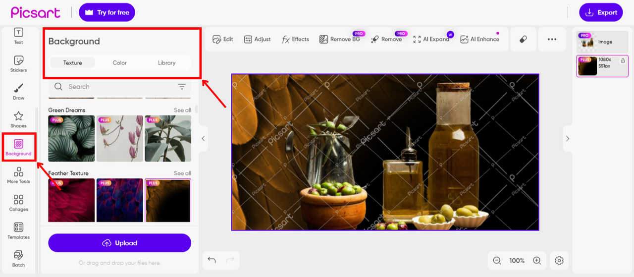 Change the background and download