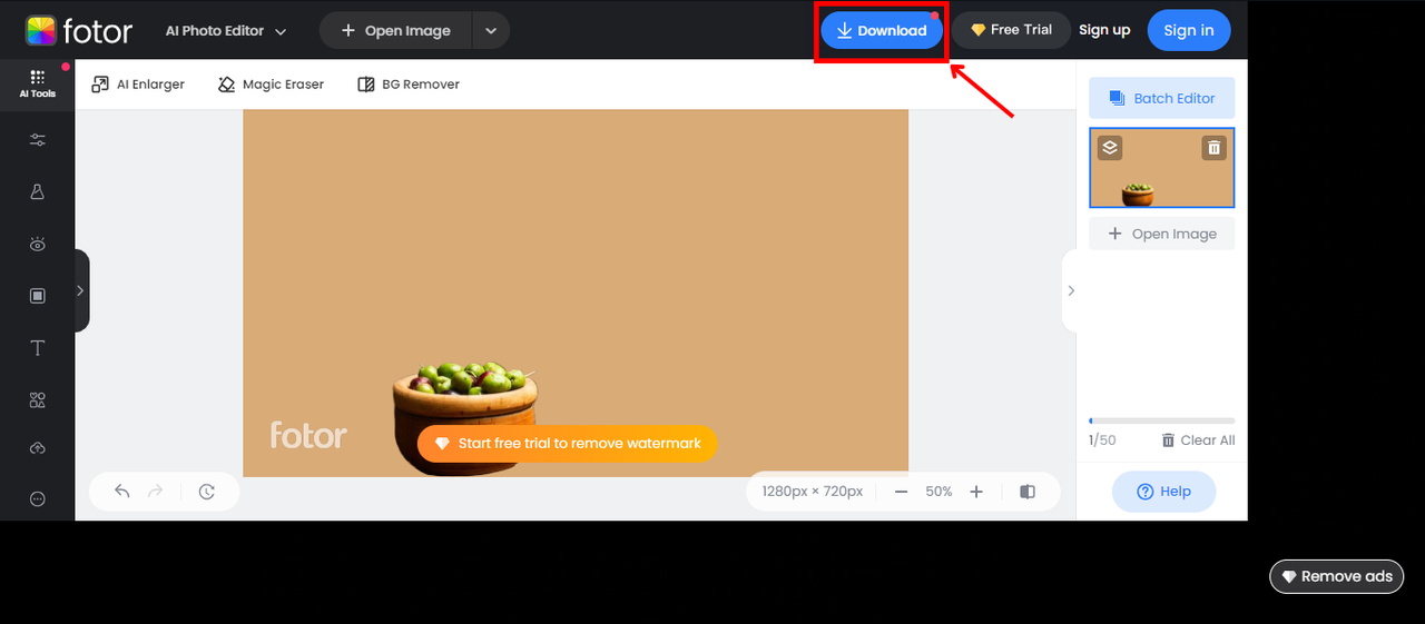 Export image from Fotor