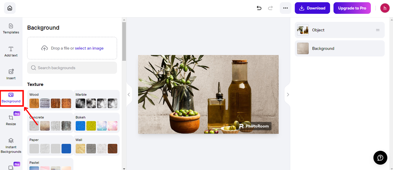 Choose and apply new background and download