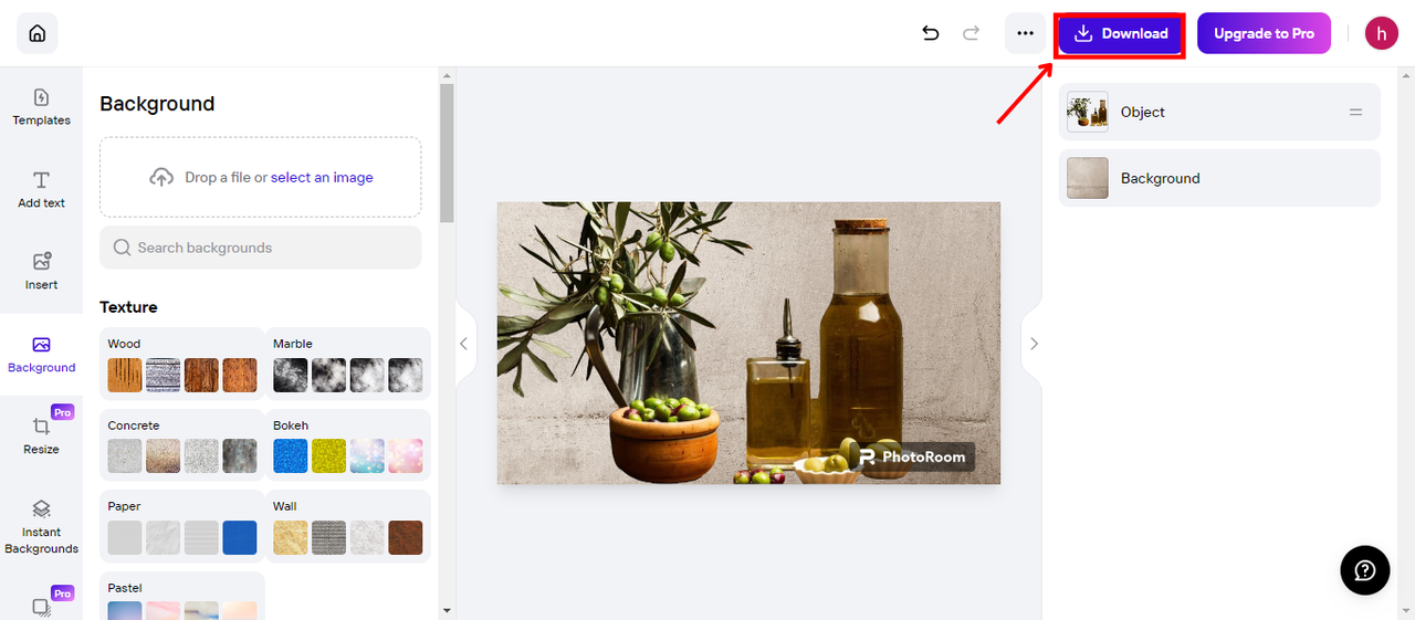 Export photo from PhotoRoom